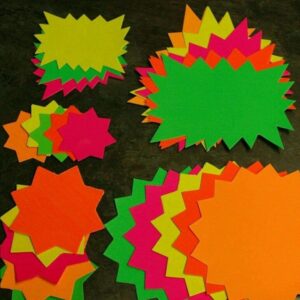 Neon Stars Display Card Mixed Colours - Pack of 50