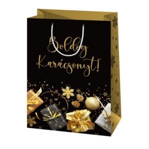 Christmas gift bag - Black & gold #5 (38908)