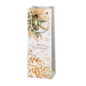 Christmas gift bag for drinks - Golden decoration #5 (44576)
