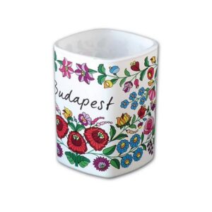 Shot glass square shape - Kalocsa style white 5cl #12